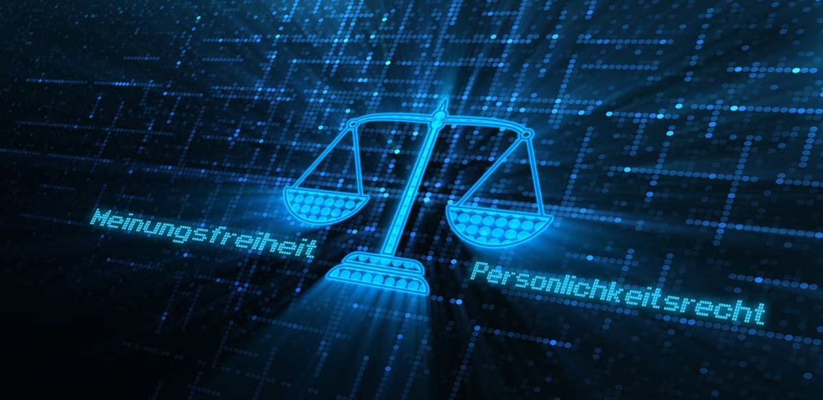 Abwägen von Meinungsfreiheit und Persönlichkeitsrecht Stilisierte Waagschale